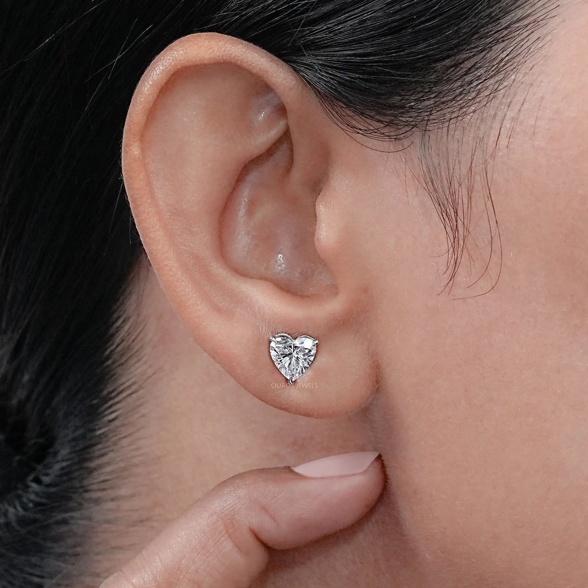 IGI Certified Heart Cut Lab Grown Diamond Stud Earring