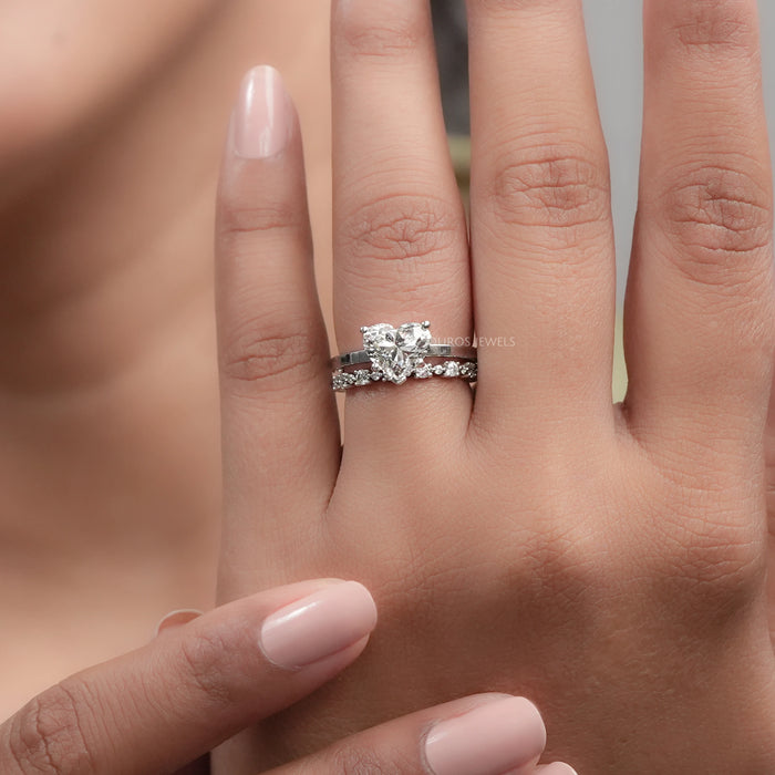 Heart Shaped Lab Diamond Wedding Ring Set
