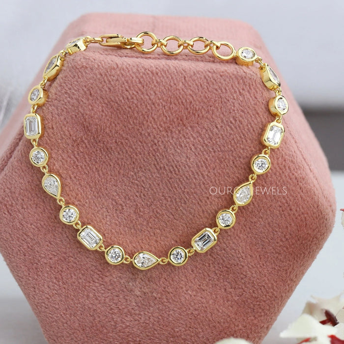 Multi Shape Bezel Set Tennis Bracelet