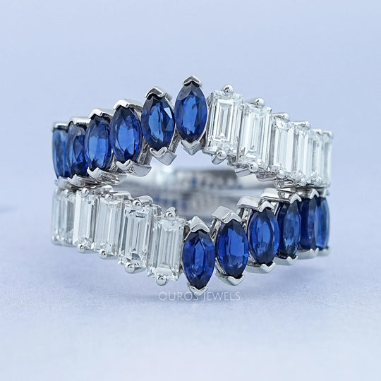 Double Row Sapphire Marquise Gemstone Enhancer Ring