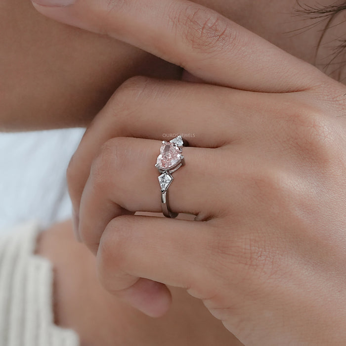 Heart Wedding Ring with Kite Diamond Side Stones