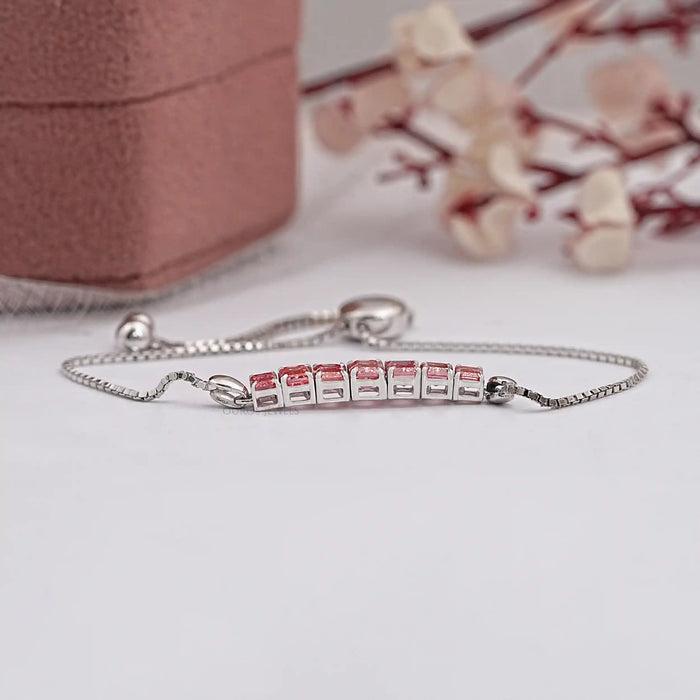 pink emerald cut diamond bracelet