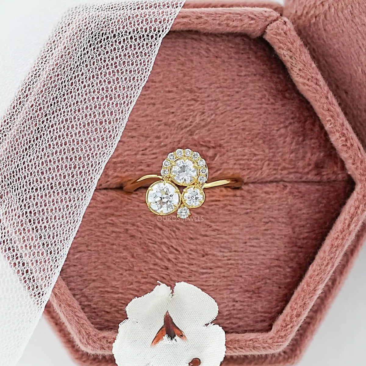 OEC Round Lab Diamond Cluster Engagement Ring Ring