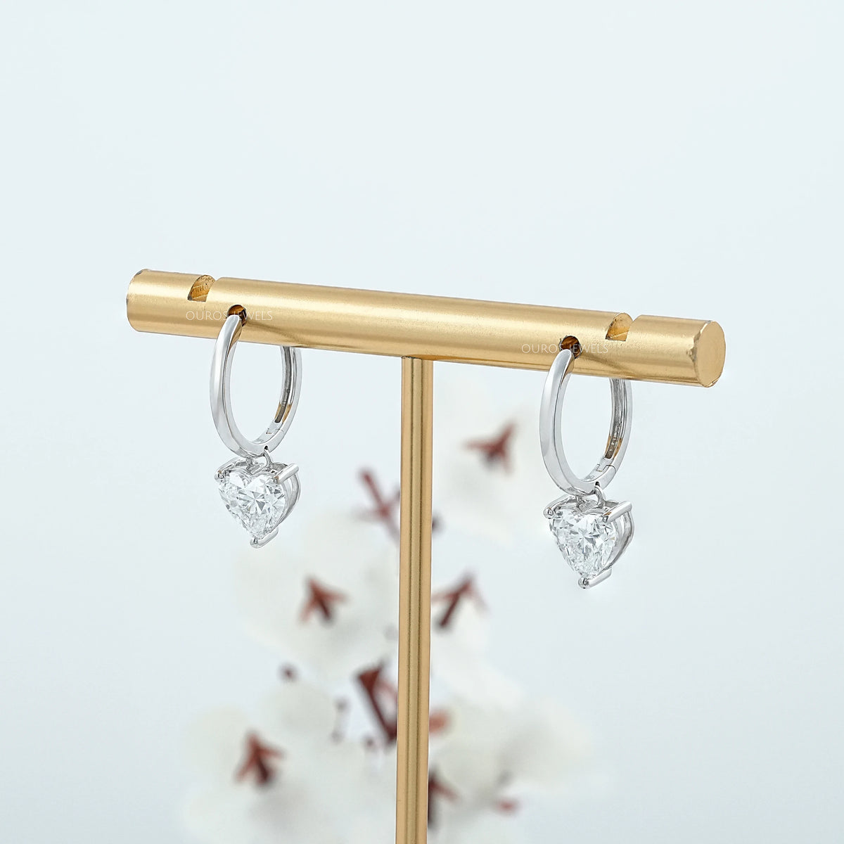 Lab Diamond Heart Cut Dangle Hoop Earrings Earrings