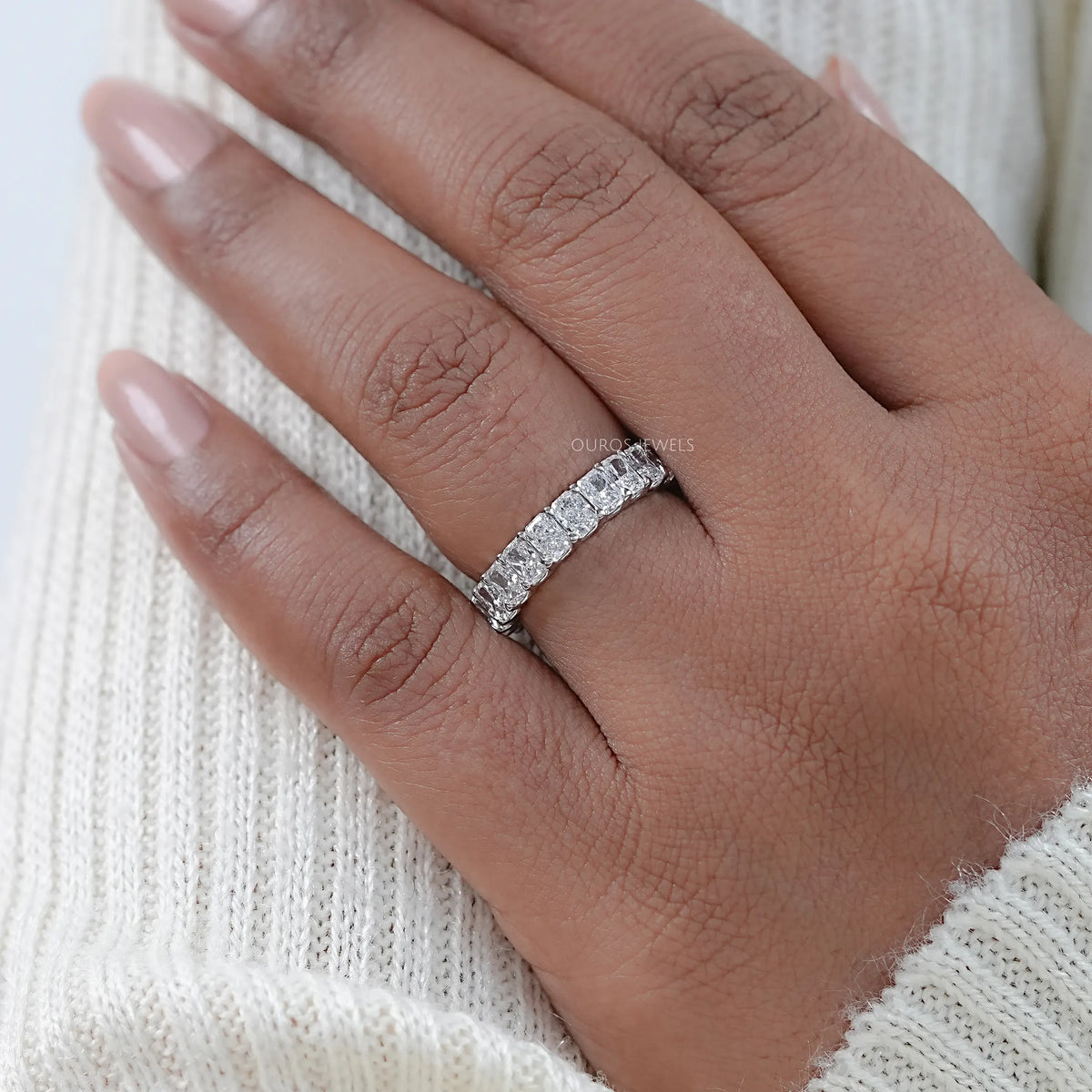 Radiant Cut Lab Grown Diamond Eternity Anniversary Band Ring