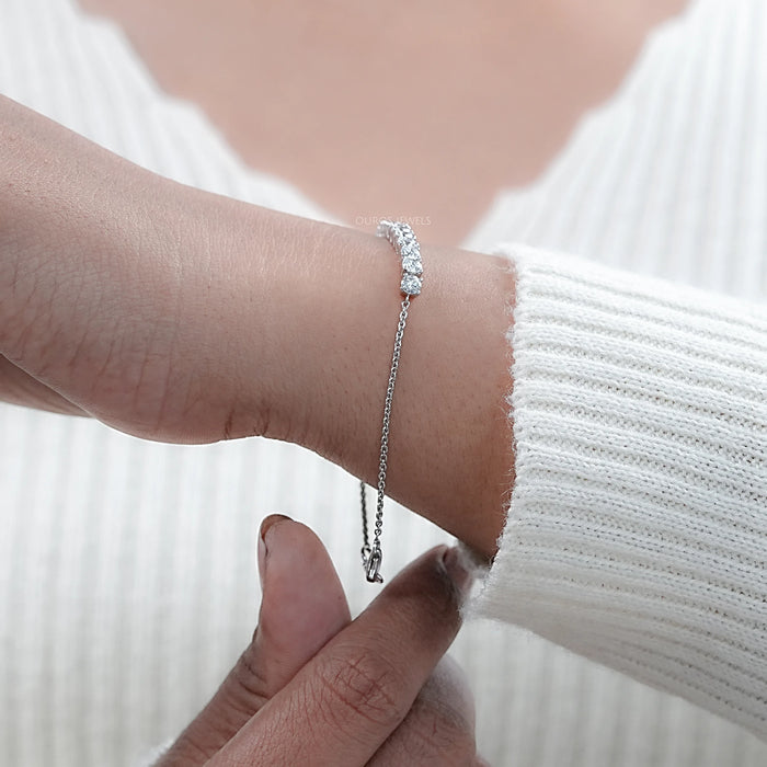 Round Cut Lab Diamond Half Tennis Bracelet