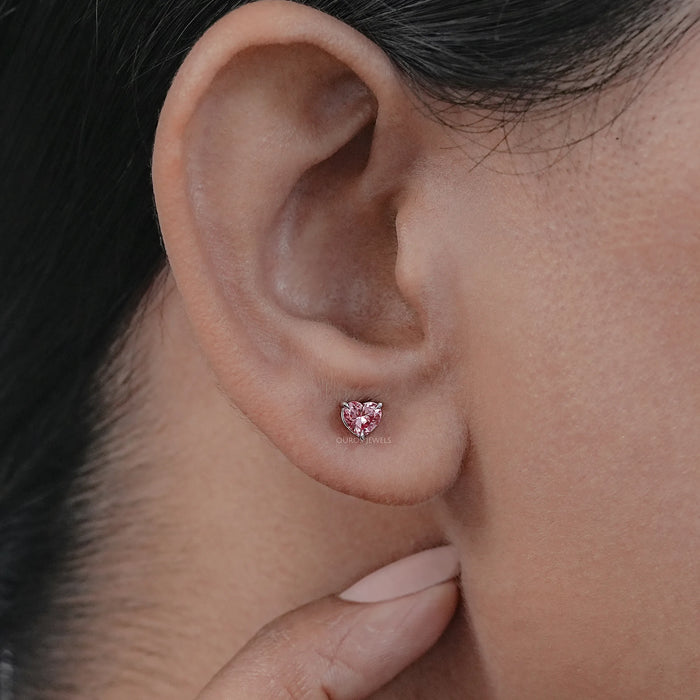 Pink Heart Cut Diamond Earrings