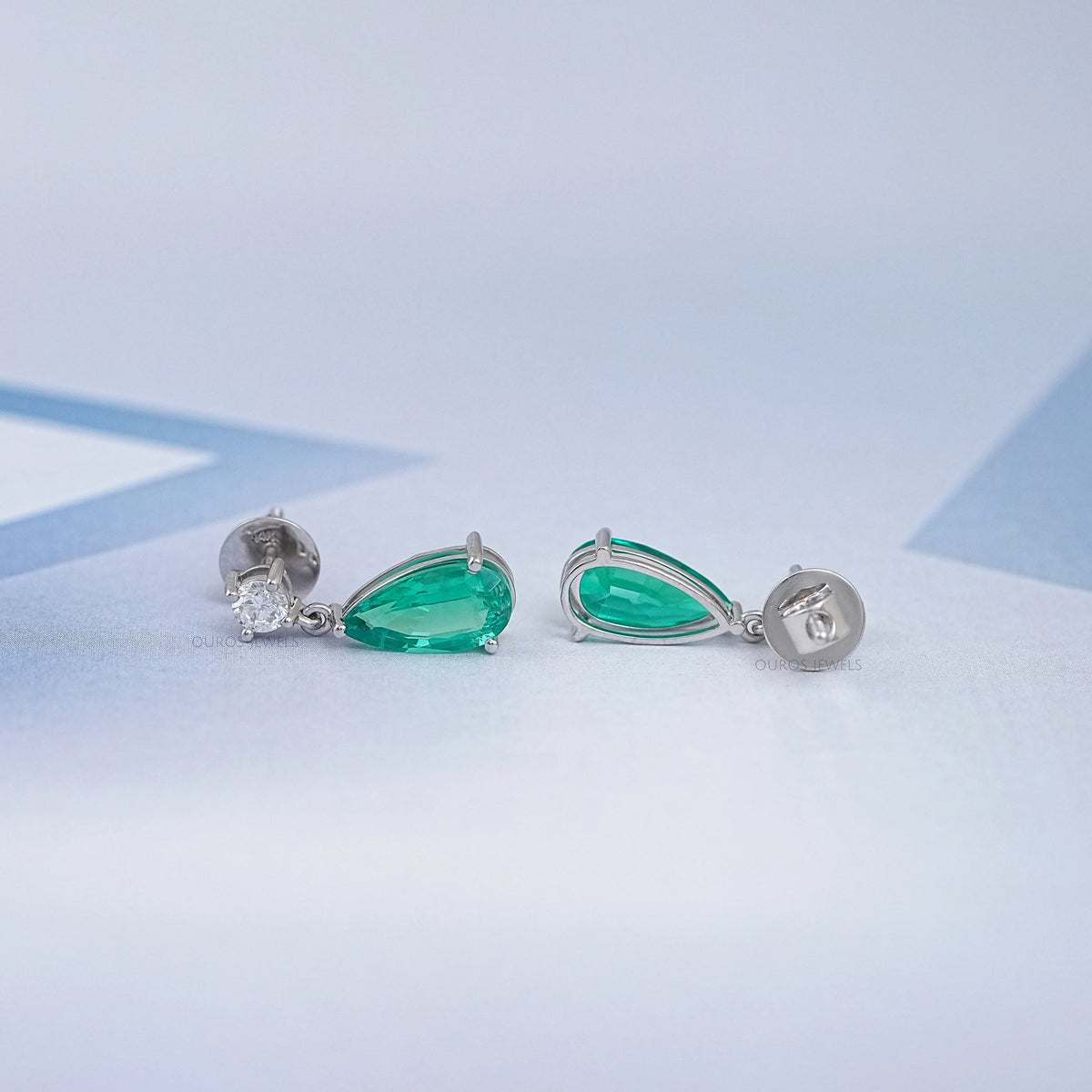 Green Pear Gemstone Drop Earrings Earrings