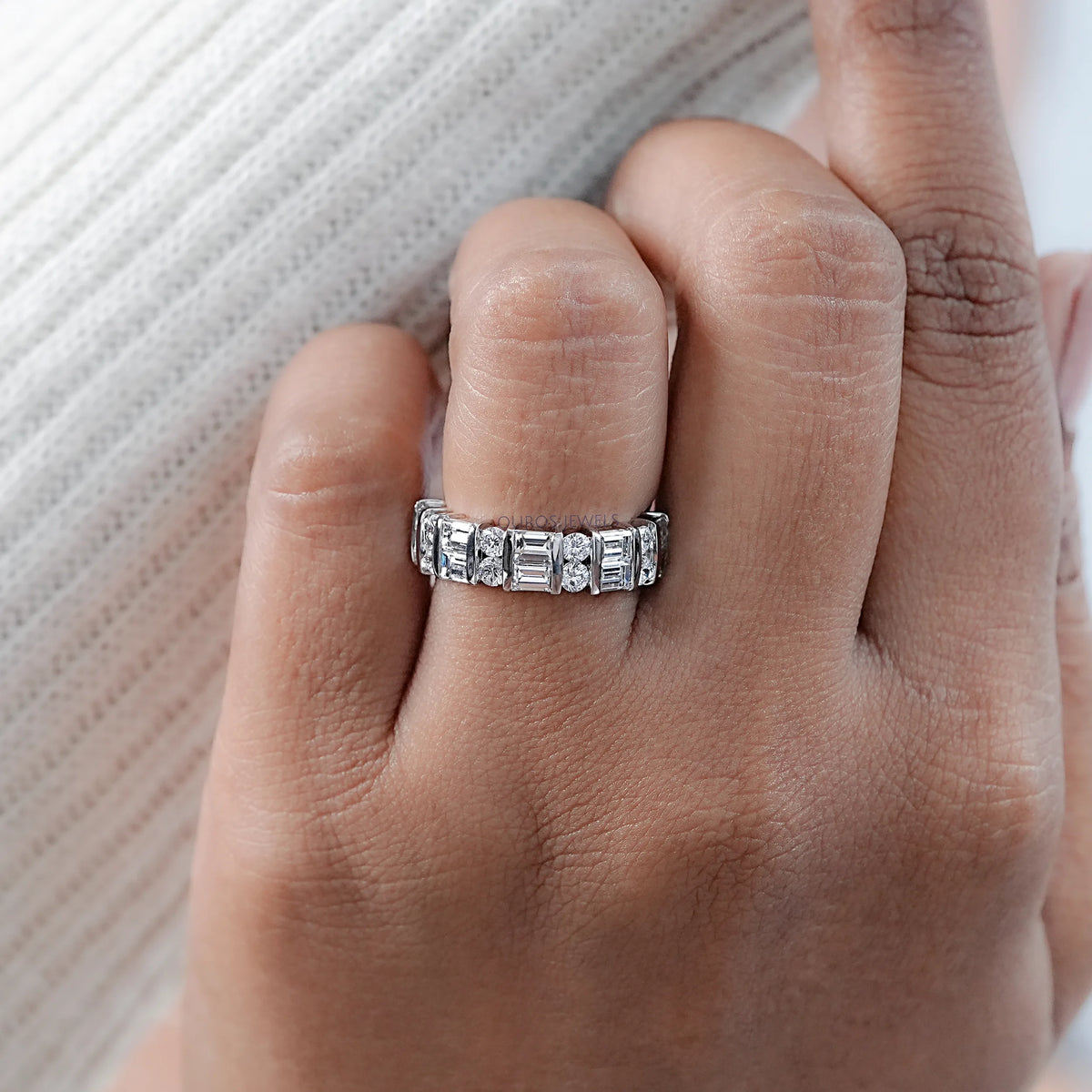 Bar Set Multi Diamond Wedding Band Rings