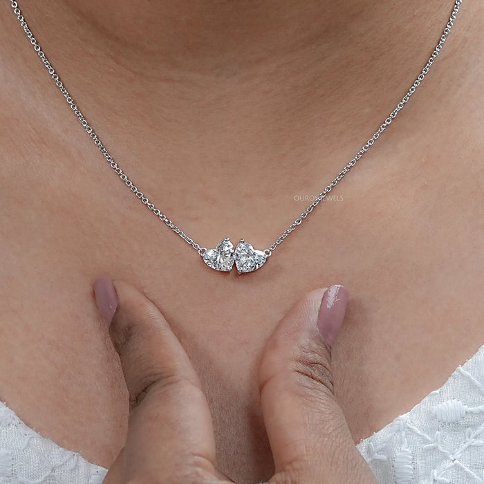 Heart Cut Lab Diamond Toi Et Moi Pendant
