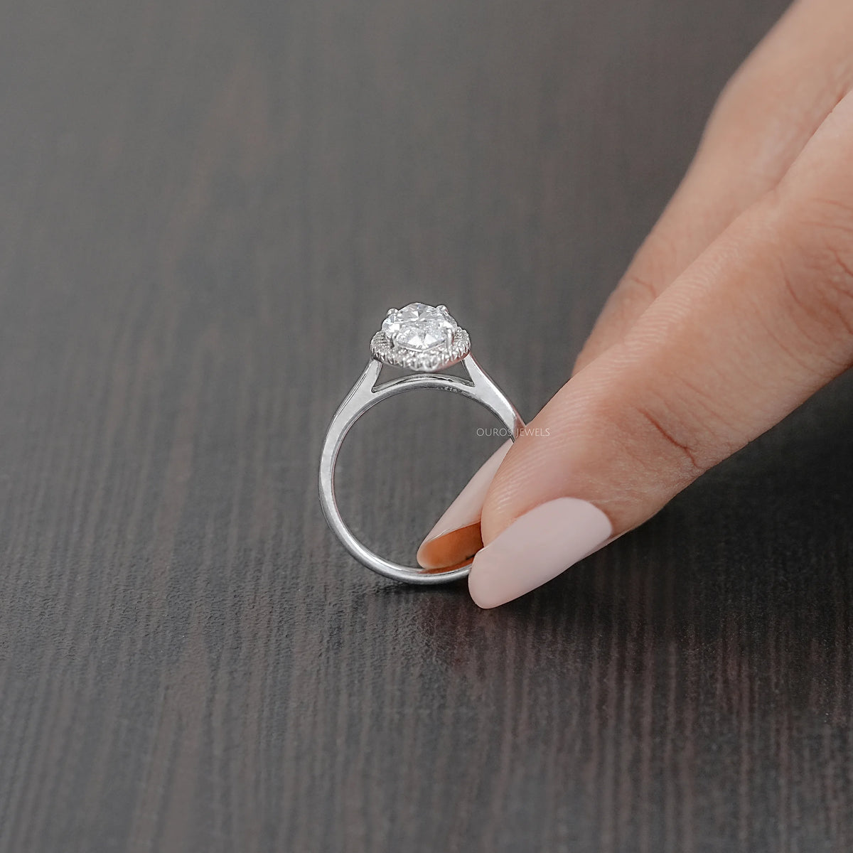 Marquise Diamond Halo Solitaire Engagement Ring Rings