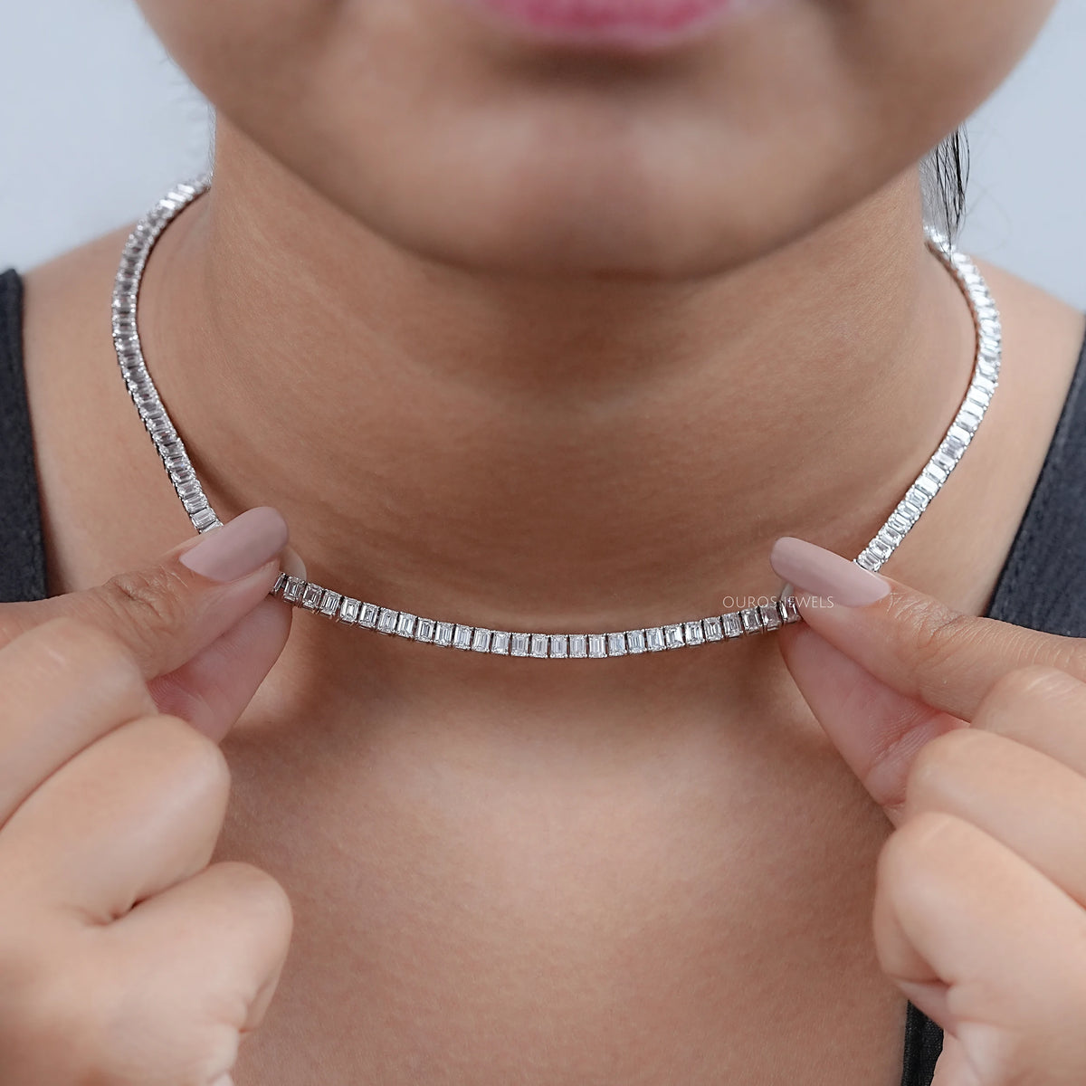 Emerald Lab Grown Diamond Tennis Necklace Necklaces