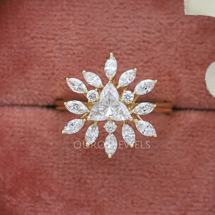 Lotus Cut Lab Made Diamond Engagement Ring
