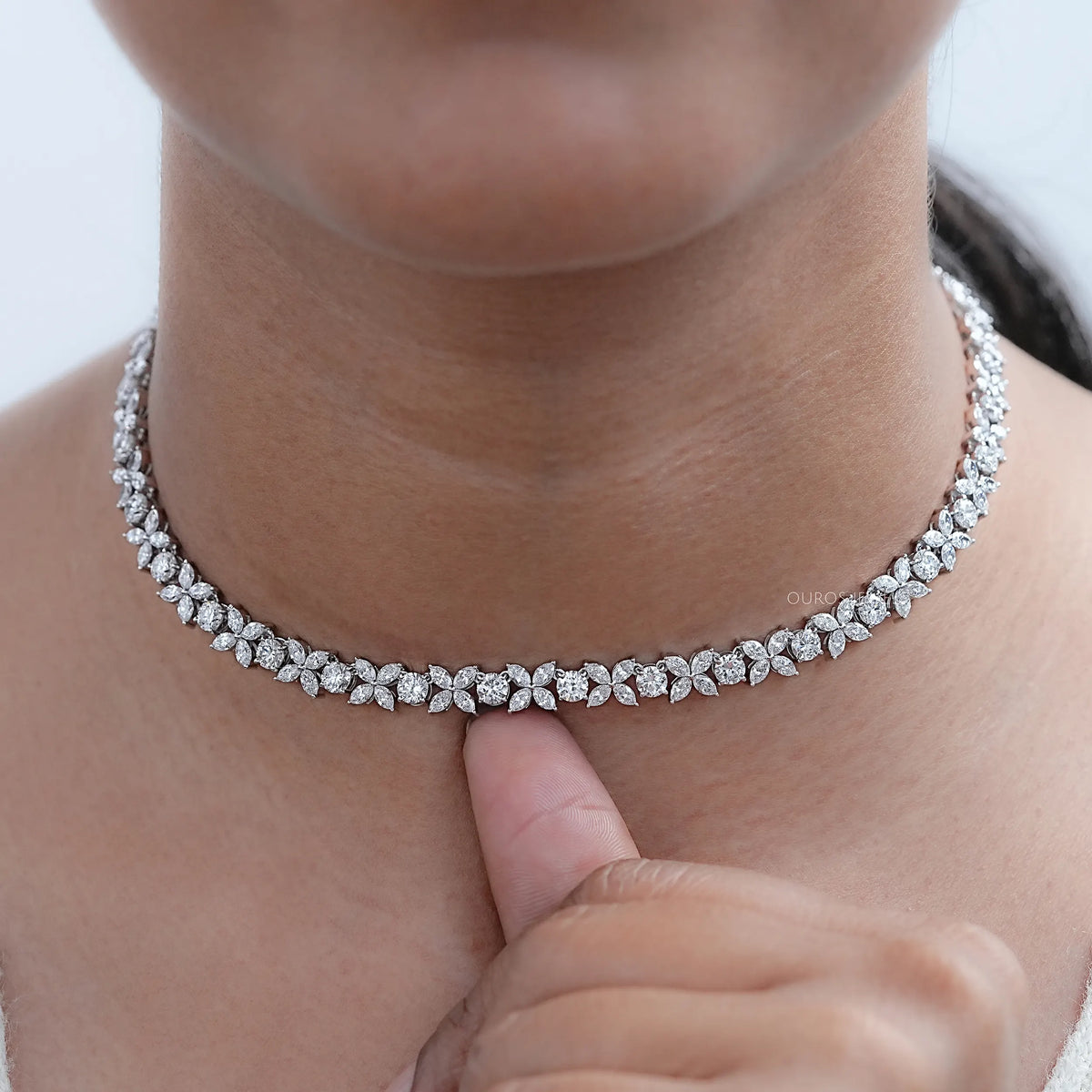 Marquise & Round Diamond Choker Necklace Necklaces