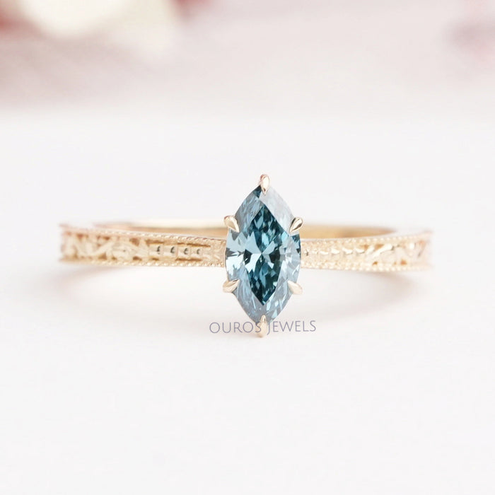 Fancy Blue Marquise Diamond Engagement Ring