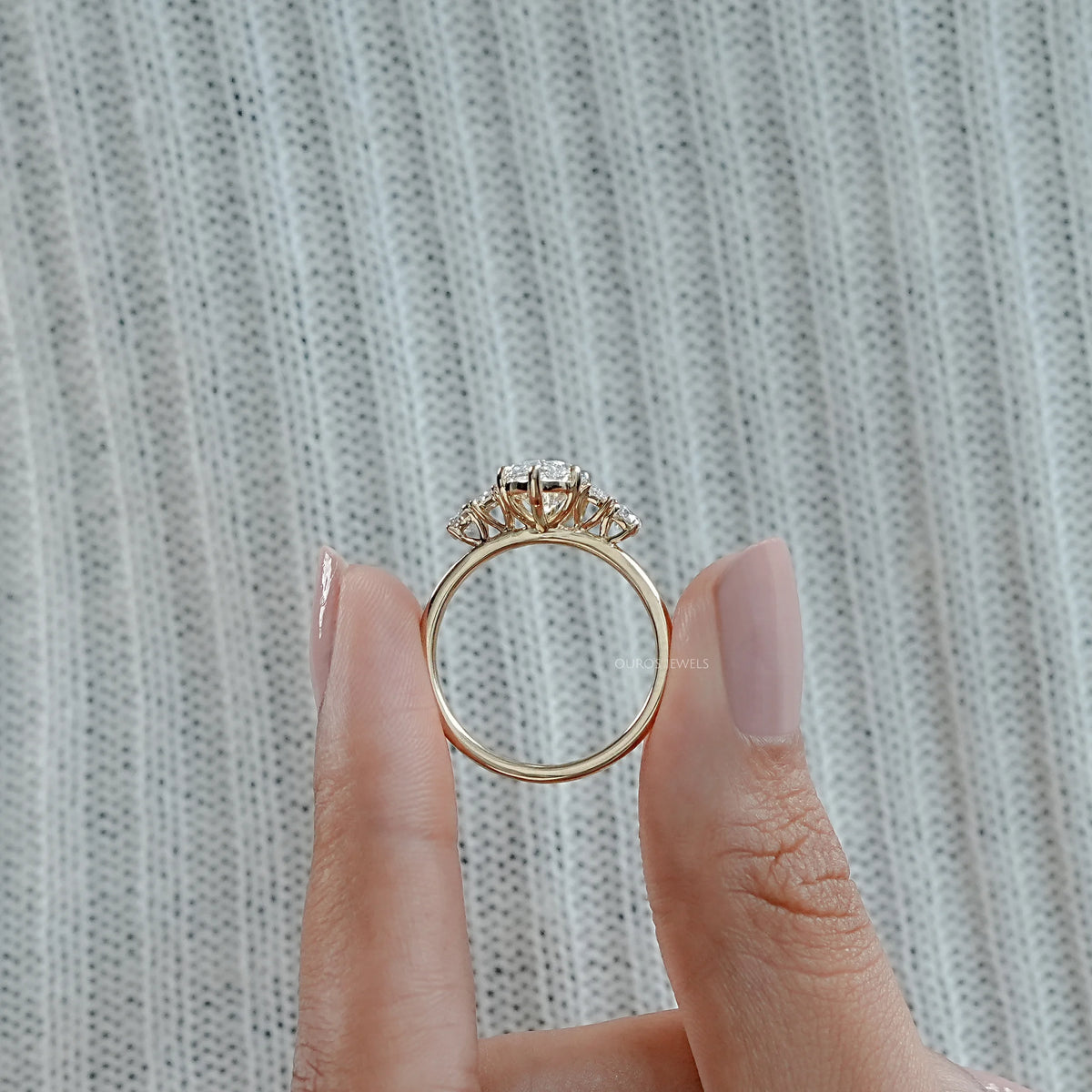 Five Stone Marquise And Baguette Diamond Engagement Ring Rings