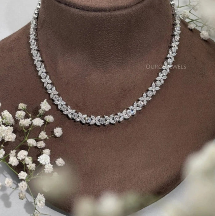 Marquise and Round Diamond Choker Necklace