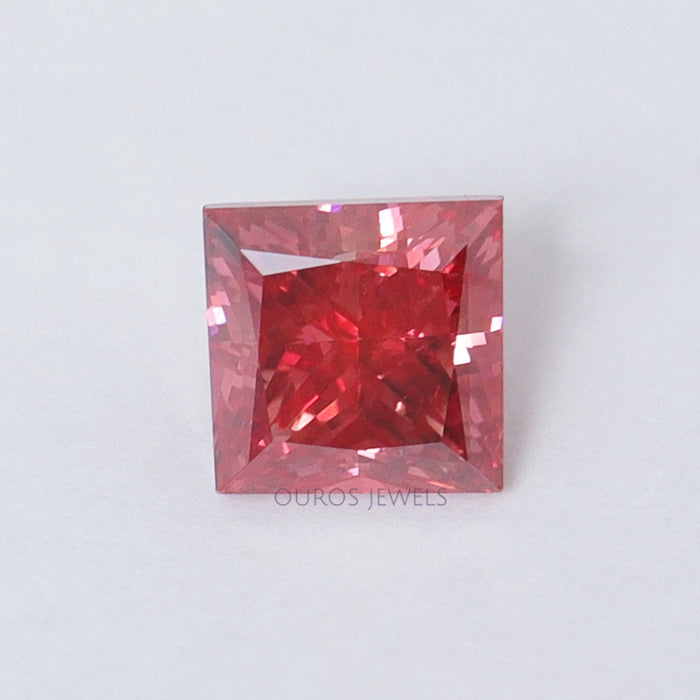 2.00 Carat Red Princess Cut Lab Grown Diamond