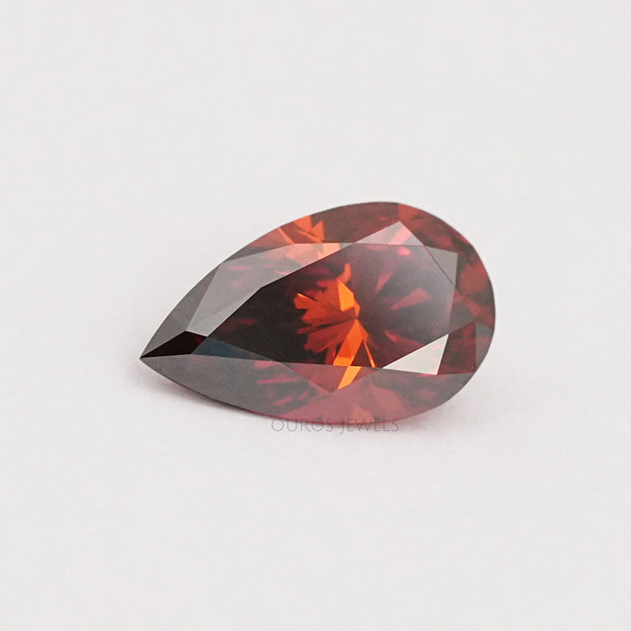 Red Pear Shaped Lab Grown Gemstone