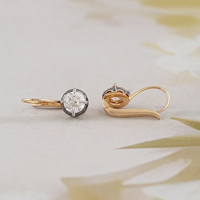 Old European Round Cut Diamond Drop Earrings