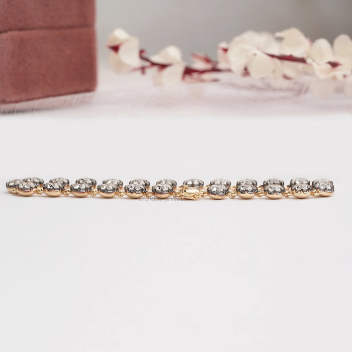 Old European Round Diamond Tennis Bracelet - With Black Coating