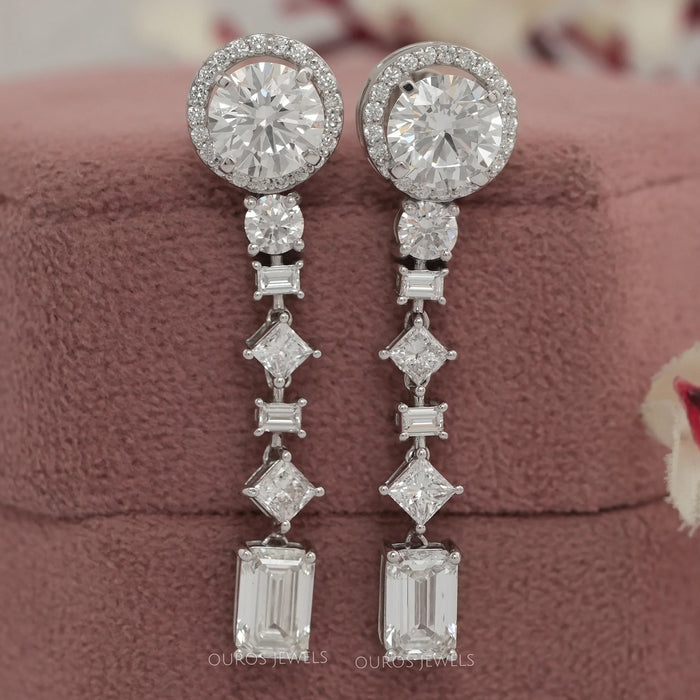 Multi-Shape Lab Created Diamond Drop Earrings
