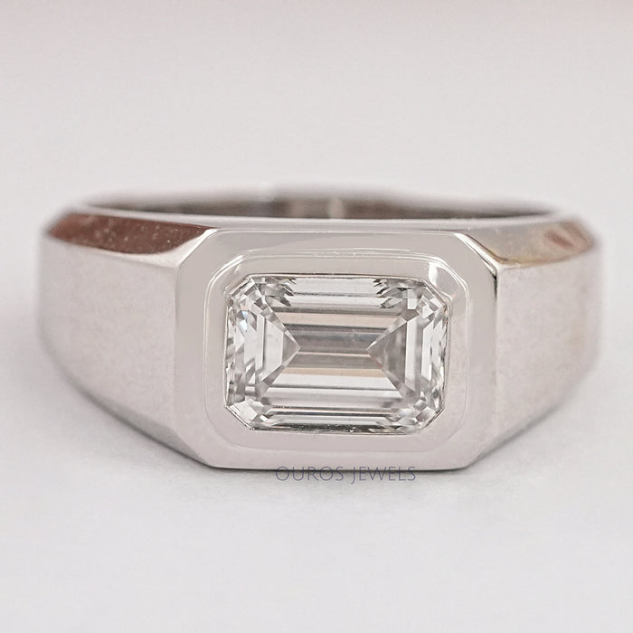 Emerald Cut Lab Diamond Men's Wedding Ring