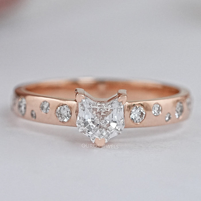 Unique Cat Face Lab Created Diamond Flush Ring