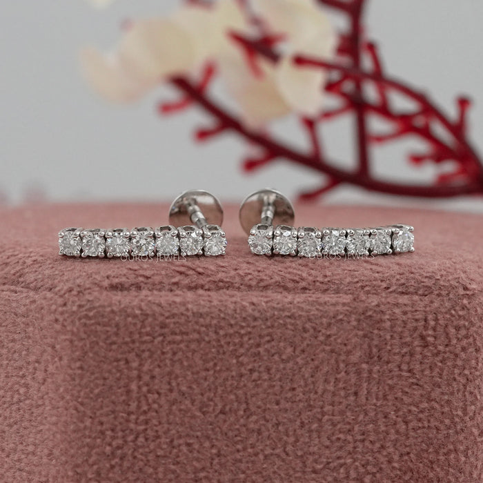 Round Lab Grown Diamond Linear Earrings