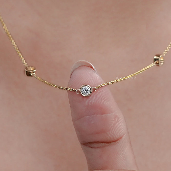 Round Lab Grown Diamond By Yard Necklace