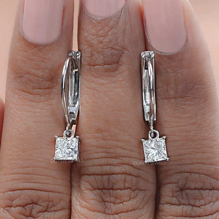 Princess Cut Diamond Drop and Dangle Earrings