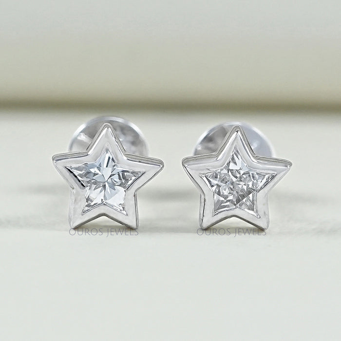 Bezel Set Star Cut Lab Diamond Stud