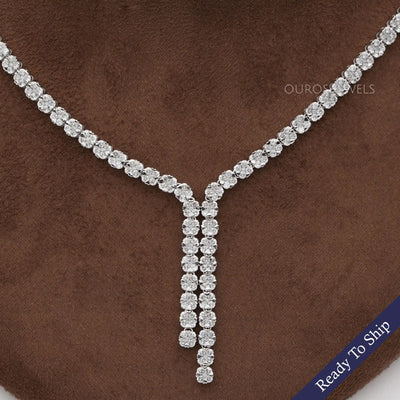 Round Lab Diamond Tennis Necklace Set