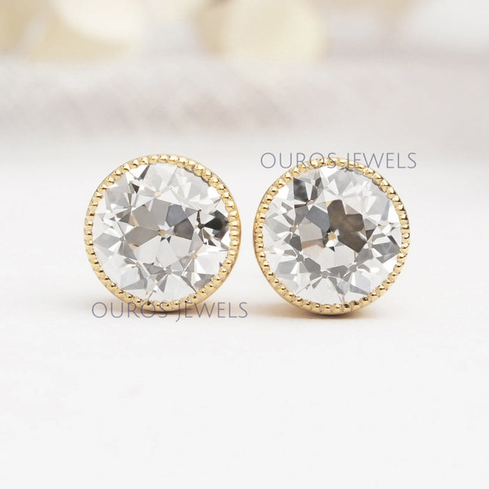 Old European Diamond Miligirain Stud Earrings