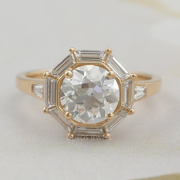 Old European Round Cut Halo Engagement Ring