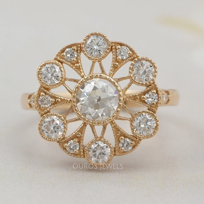 Vintage Old Cut Round Flower Style Ring