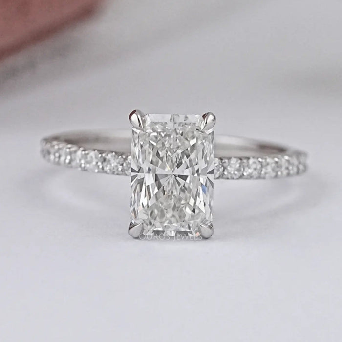 Radiant Cut Solitaire Accent Diamond Engagement Ring