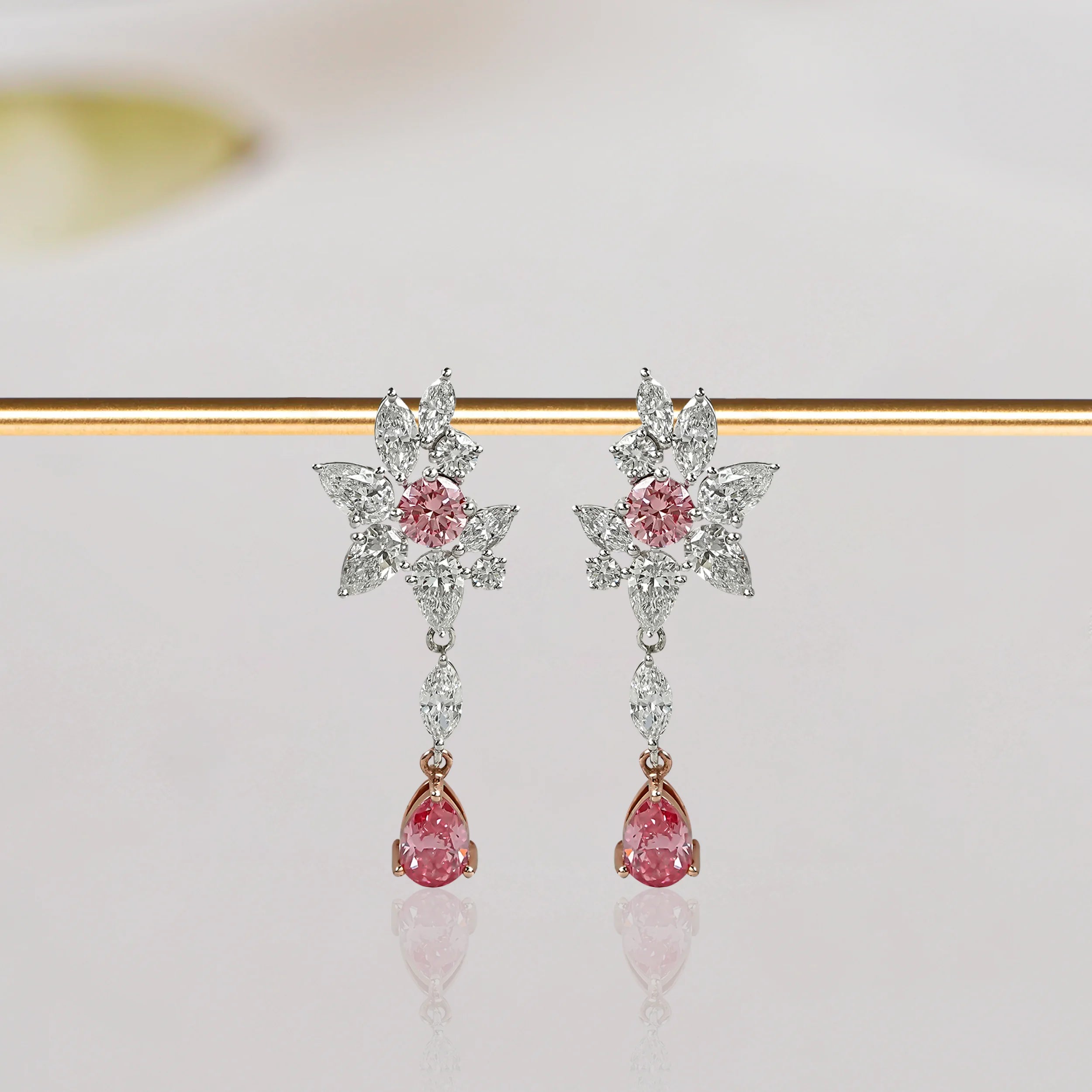 Pink Diamond Dangle Earrings