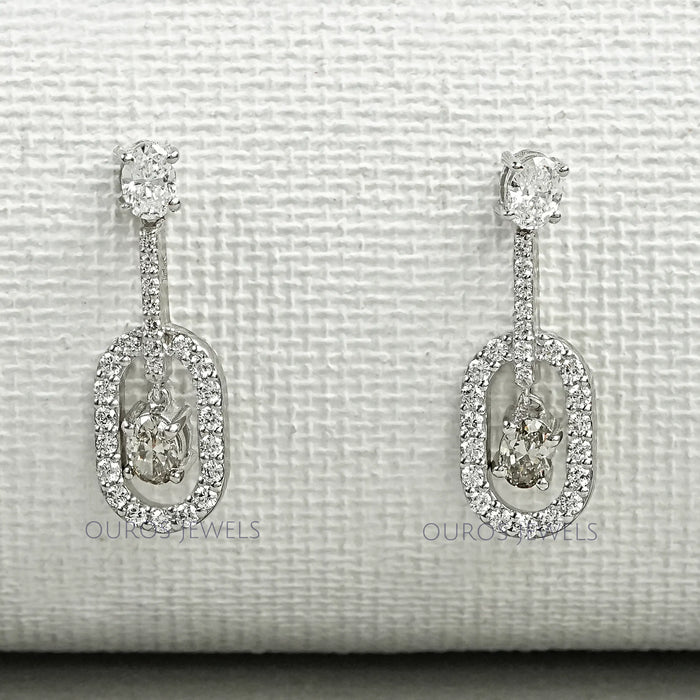 Elegant Oval Drop Earrings With Olive Oval-Cut Diamonds