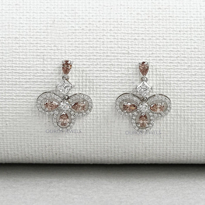 Chocolate Pear Halo Dangle Earrings