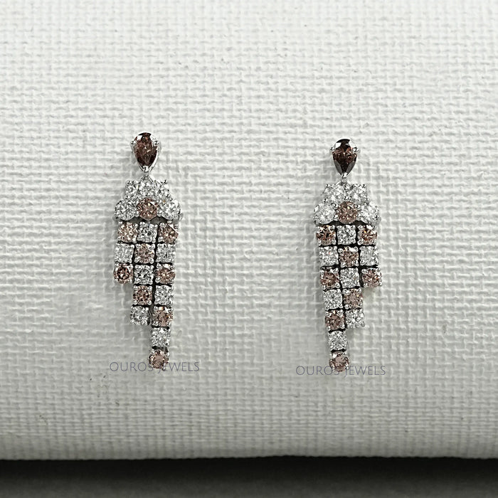 Brown Pear Diamond Drop & Dangle Earrings