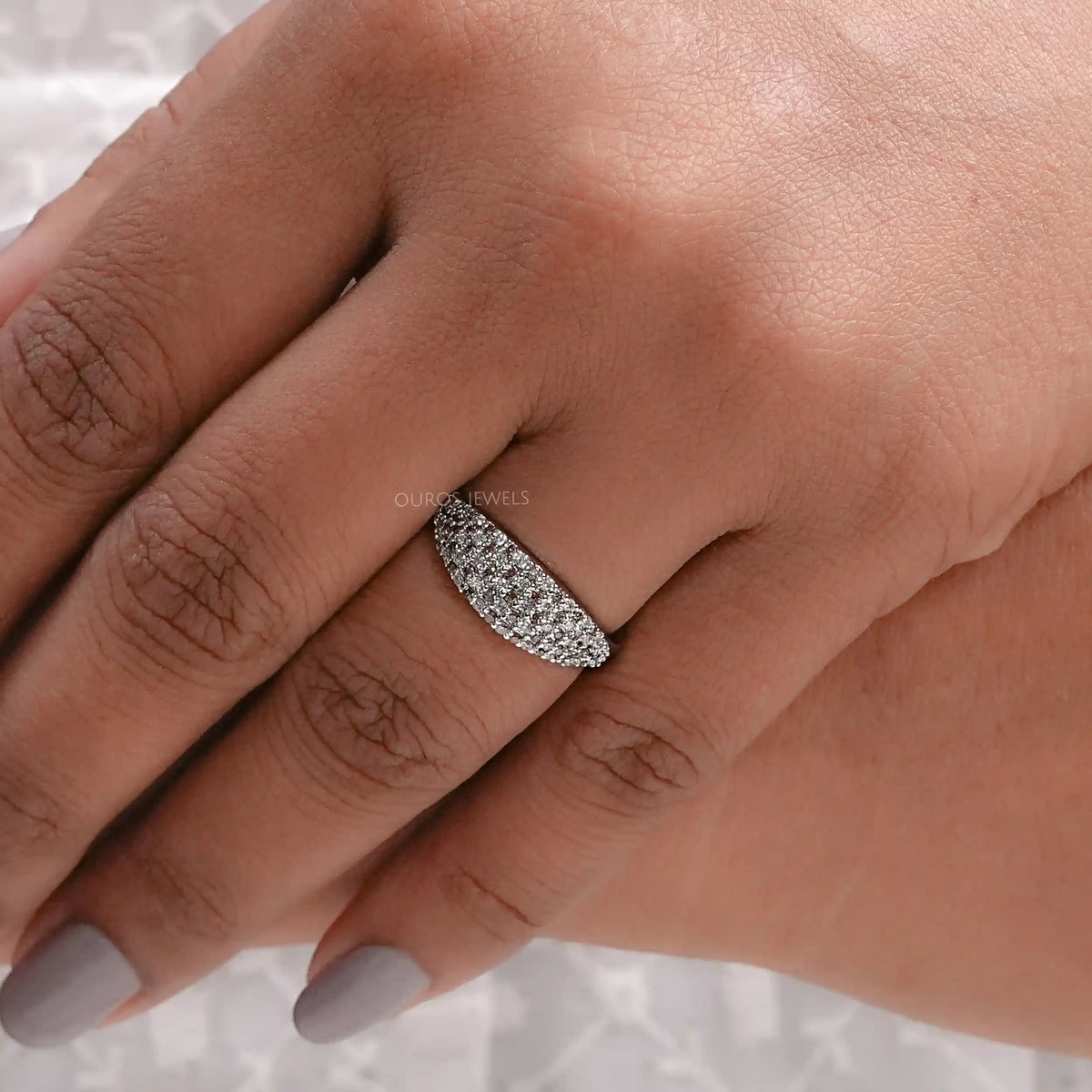 Fancy Brown Round Diamond Pave Set Engagement Ring Ring