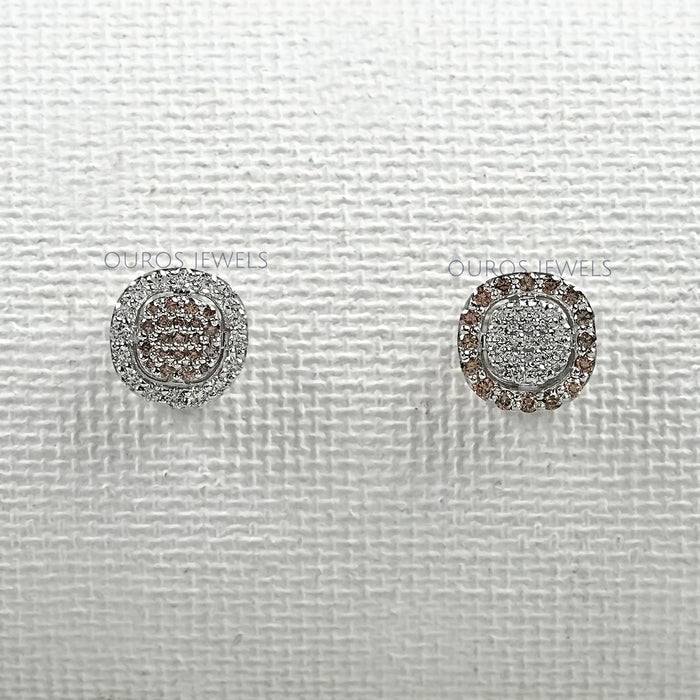 Pave Set Diamond Cluster Stud Earrings
