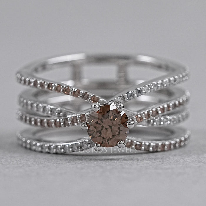 Brown Diamond Multi-Row Crossover Ring
