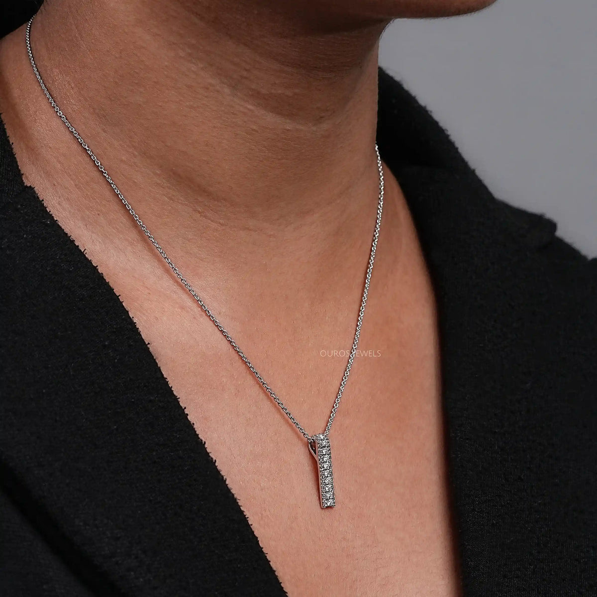 Brown Round Lab Diamond Bar Pendant Necklaces