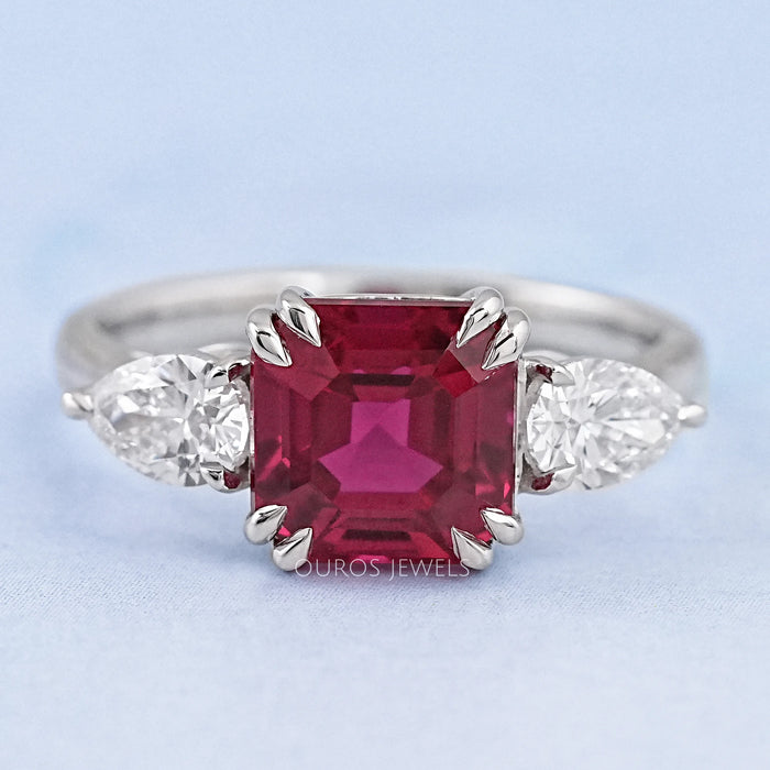 Ruby And Diamond Three Stone Ring