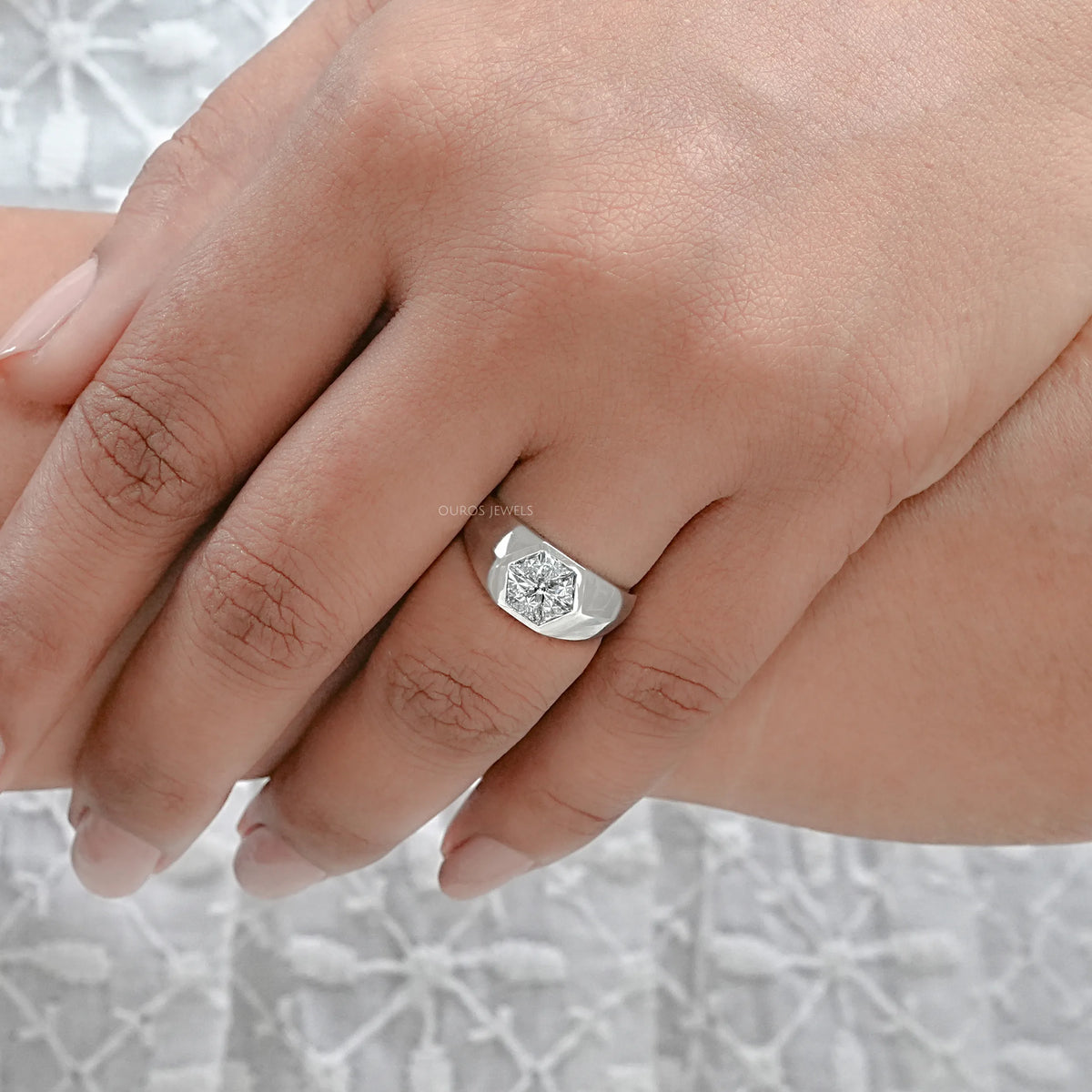 Antique Triangle Cut Lab Diamond Wedding Band Rings