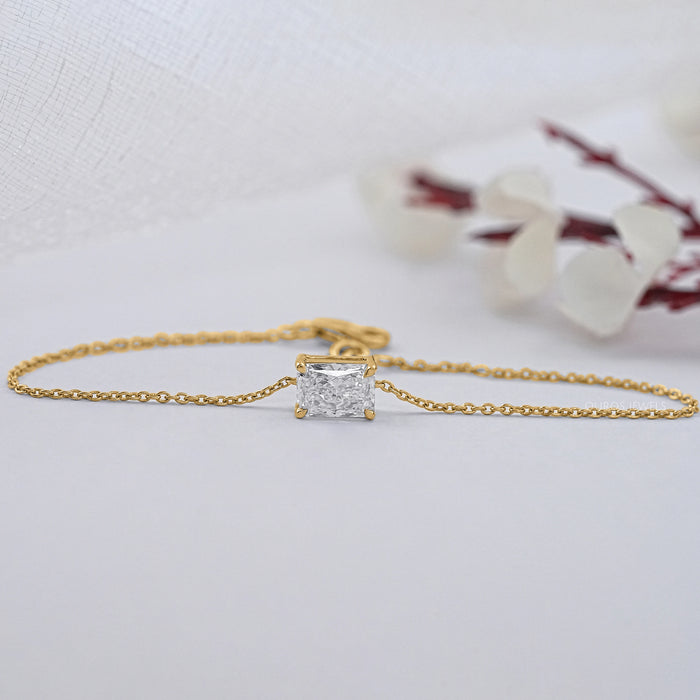 Radiant Cut Solitaire Diamond Chain Bracelet