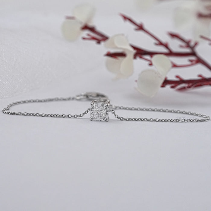 Cushion Cut Solitaire Diamond Chain Bracelet