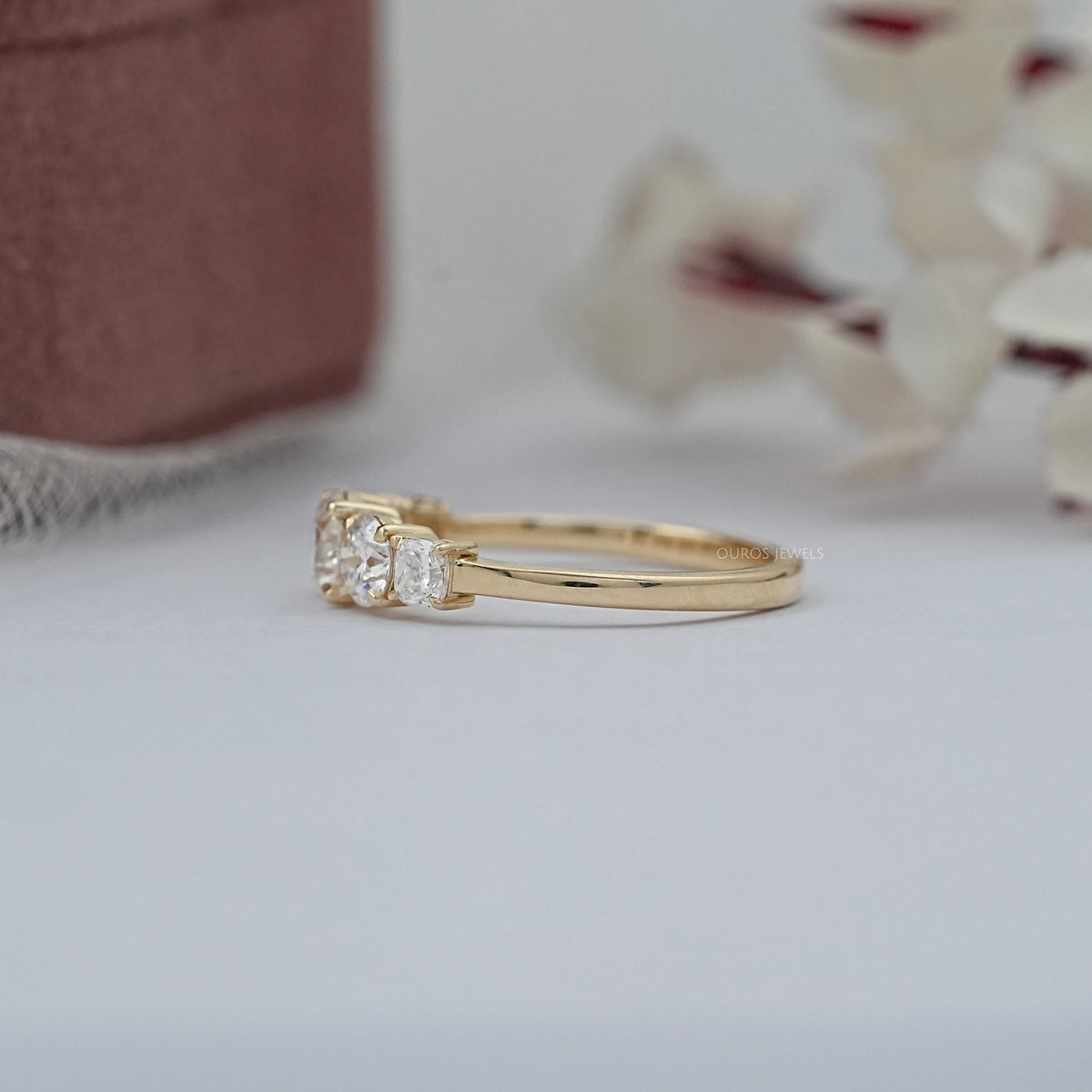 Cushion And Round Diamond Five Stone Engagement Ring Ring